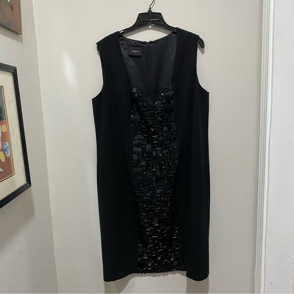 AKRIS Black Dress Size 16 Square Neck Knee Length Stud Embellishments MSRP $2500 - Picture 13 of 13